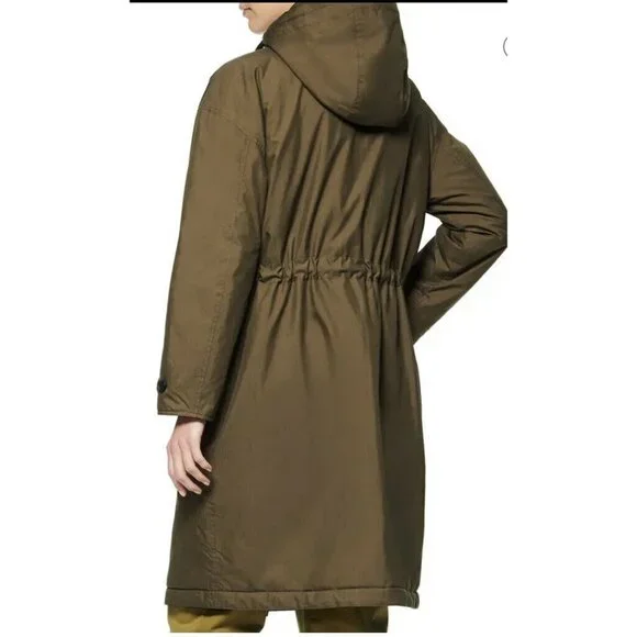 ANDREW MARC Reversible Hooded Parka In Olive Size Medium Women Long